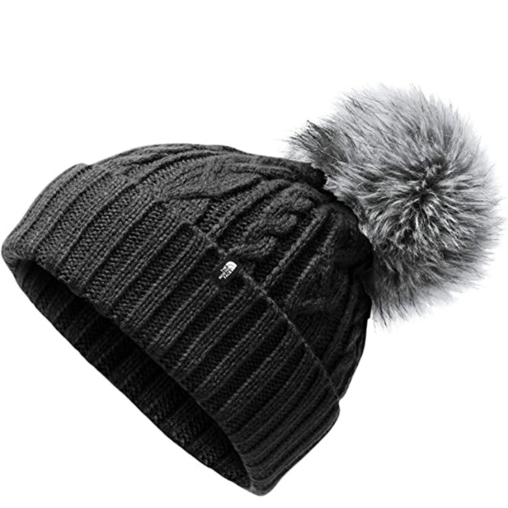 NWT North Face Black Oh-Mega Beanie with pom pom